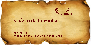 Kránik Levente névjegykártya
